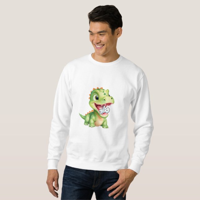 Cute baby Dinosaur eat skeleton mummy Halloween  Sweatshirt (Front Full)