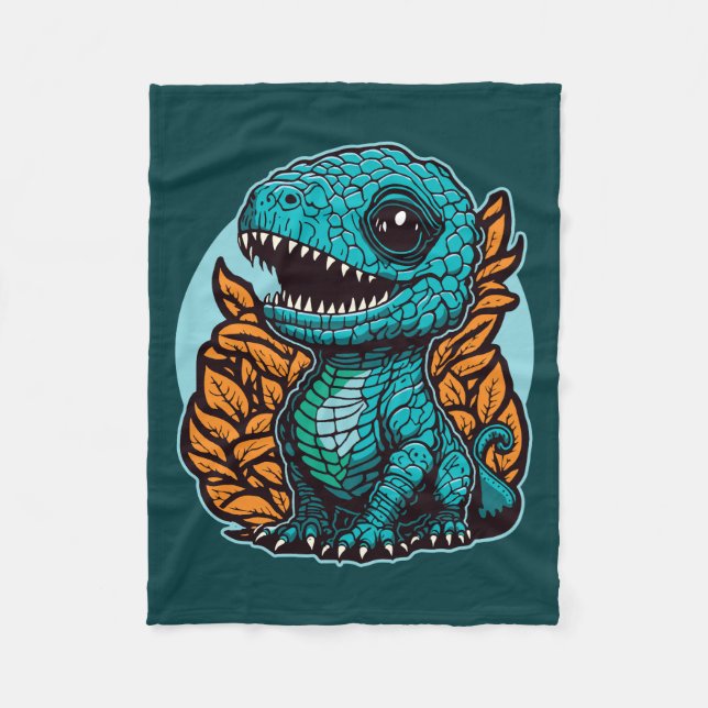 Cute Baby Dinosaur Fleece Blanket (Front)