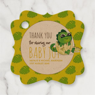 Cute Baby Dinosaur Hatching Shower Party Jurassic Favour Tags