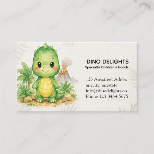 Cute Baby Dinosaur in a Prehistoric Paradise Business Card