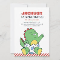 Cute Baby Dinosaur in Egg Kids Birthday Invitation