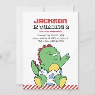 Cute Baby Dinosaur in Egg Kids Birthday Invitation