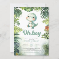 Cute baby dinosaur Oh boy tropical greenery