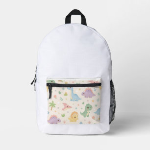 Cute Baby Dinosaur Pastel Seamless Pattern for Kid Printed Backpack