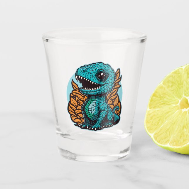 Cute Baby Dinosaur Shot Glass (Front)