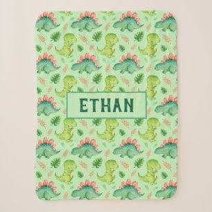 Cute Baby Dinosaur T-Rex Stegosaurus Personalized Sherpa Blanket
