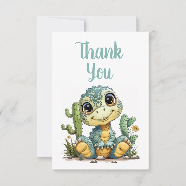 Cute Baby Dinosaur Thank You Notes   (Front)