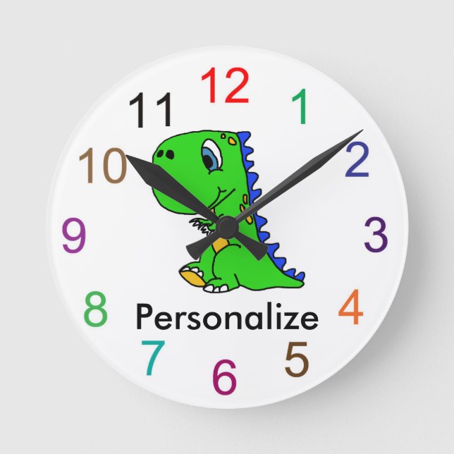 Cute baby dinosaur wall clock (Front)