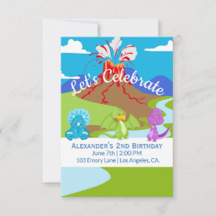 Cute Baby Dinosaurs / Birthday Invitation