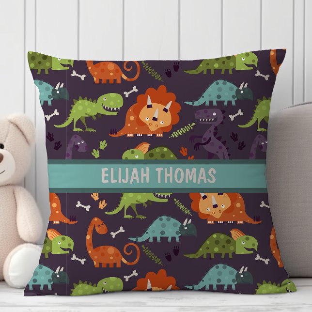 Cute Baby Dinosaurs Dino Boys Personalised Cushion (Creator Uploaded)