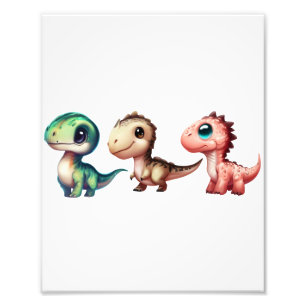 Cute Baby Dinosaurs Illustration Photo Print