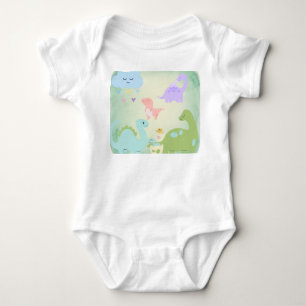Cute Baby Dinosaurs Pastel Dinosaur Nursery Illu Bodysuit