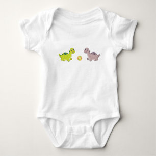 Cute Baby Dinosaurs Playing with Ball - Adorable D Bodysuit