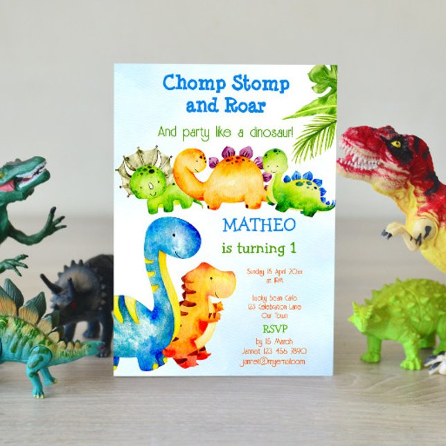 Cute Baby dinosaurs toddler birthday party  Invitation (Creator Uploaded)
