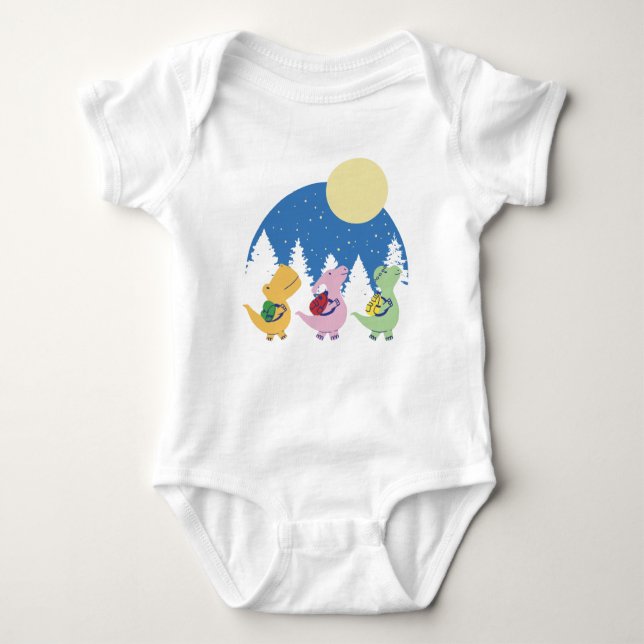 Cute Baby Dinosaurs with Backpacks T-Shirt Design  Baby Bodysuit (Front)