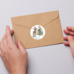 cute baby donkey and christmas tree, customisable square sticker<br><div class="desc">My first Christmas,  cute baby donkey wearing a christmas hat standing next to a christmas tree. Customisable,  change the text to your liking.</div>