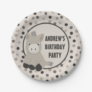 Cute Baby Donkey Birthday Party Paper Plate