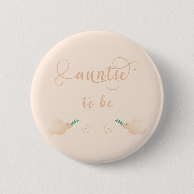 Cute Baby Dove Baby Shower Auntie-to-be Button (Front)