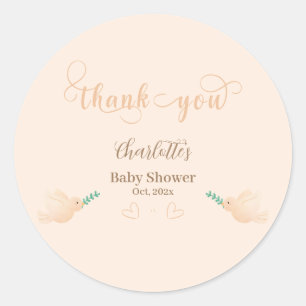 Cute Baby Dove Baby Shower Classic Round Sticker