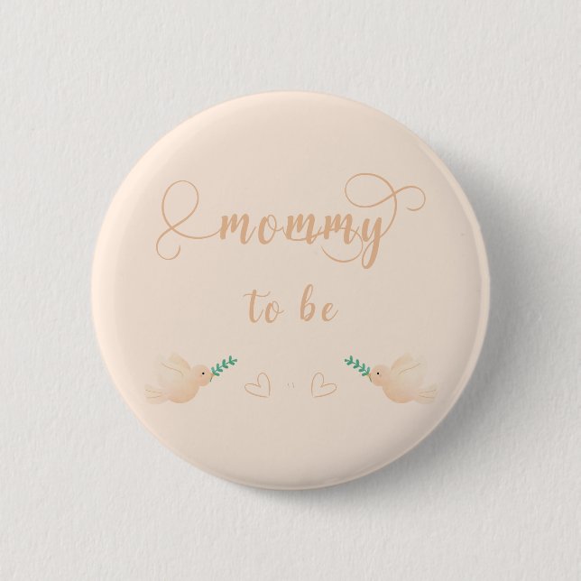 Cute Baby Dove Baby Shower Mummy-to-be Button (Front)