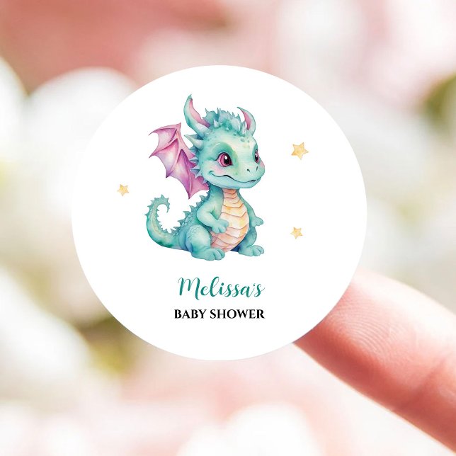 Cute Baby Dragon Classic Round Sticker (Creator Uploaded)