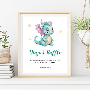 Cute Baby Dragon Diaper Raffle Poster