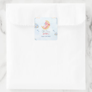 Cute baby dragon dinosaur Balloon baby shower Square Sticker