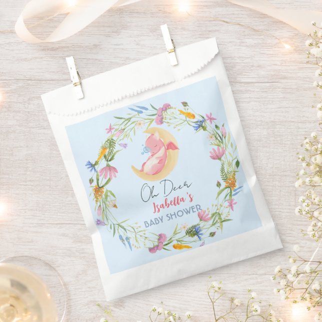Cute baby dragon dinosaur wildflower baby shower favour bags (Clipped)