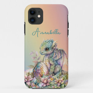Cute Baby Dragon Egg on Rainbow Case-Mate iPhone Case
