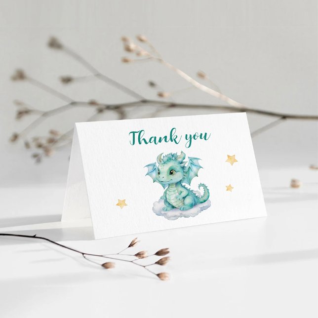 Cute Baby Dragon Folded Thank You Card (Creator Uploaded)