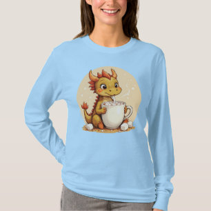 Cute Baby Dragon Hot Chocolate Kids Kawaii Cozy De T-Shirt