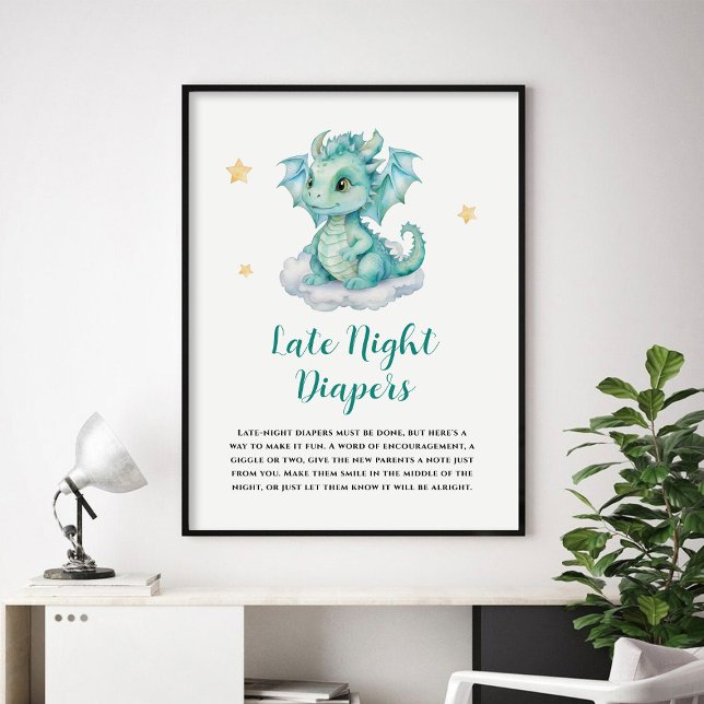 Cute Baby Dragon Late Night Diapers  Poster (Creator Uploaded)