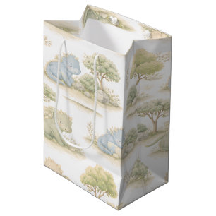 Cute Baby Dragon Pastel Woodland Pattern (1) Medium Gift Bag