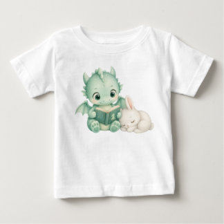 Cute Baby Dragon Reading with Bunny Kids T-Shirt