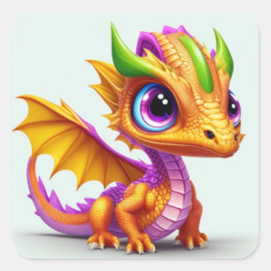 Cute Baby Dragon Square Sticker