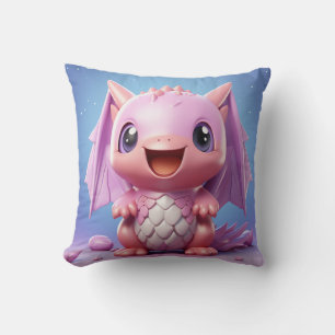 Cute baby dragon throw pillow