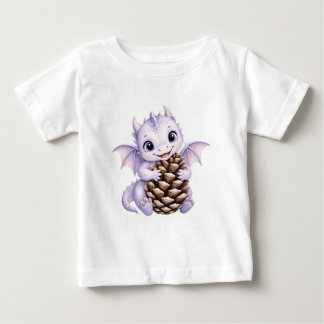 Cute Baby Dragon Watercolor Holding Acorn T-Shirt