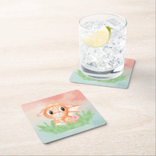 Cute Baby Dragon Watercolour Paper Coaster