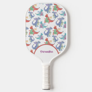 Cute Baby Dragons Colorful Funny Family Pickleball Paddle