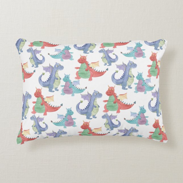 Cute Baby Dragons Happy Dancing Funny Cartoon Kids Decorative Cushion (Front)