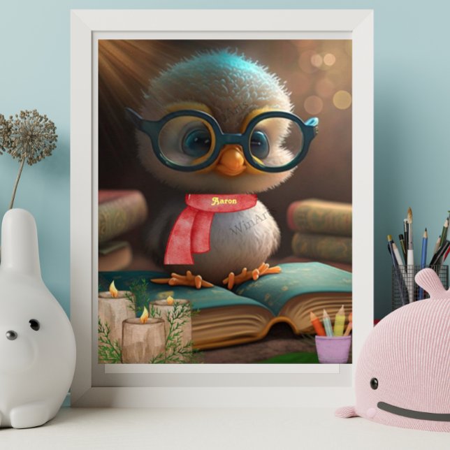 Cute Baby Duck reading a book personalised Art Poster (Creator Uploaded)