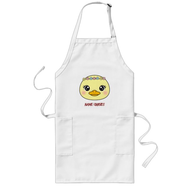 Cute Baby Duck with Flower Crown Long Apron (Front)