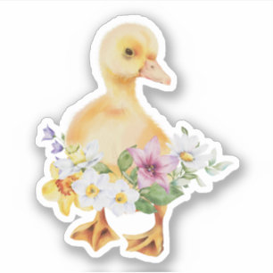 Cute Baby Duckling Flowers Floral