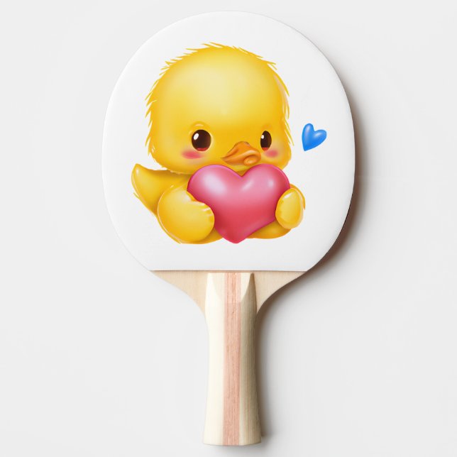 Cute Baby Duckling with a Pink Valentine Heart  Ping Pong Paddle (Front)