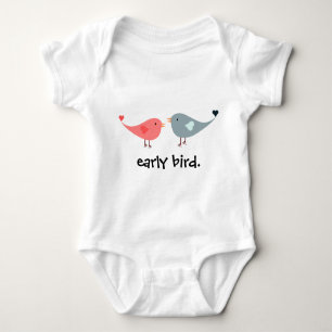 cute baby early bird bodysuit with bird cartoons.