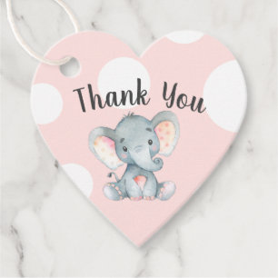 Cute Baby Elephant and Polka Dots Thank You Favour Tags