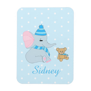 Cute Baby Elephant and Teddy Bear Magnet