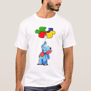 Cute Baby Elephant Autism Awareness Puzzle Pieces T-Shirt