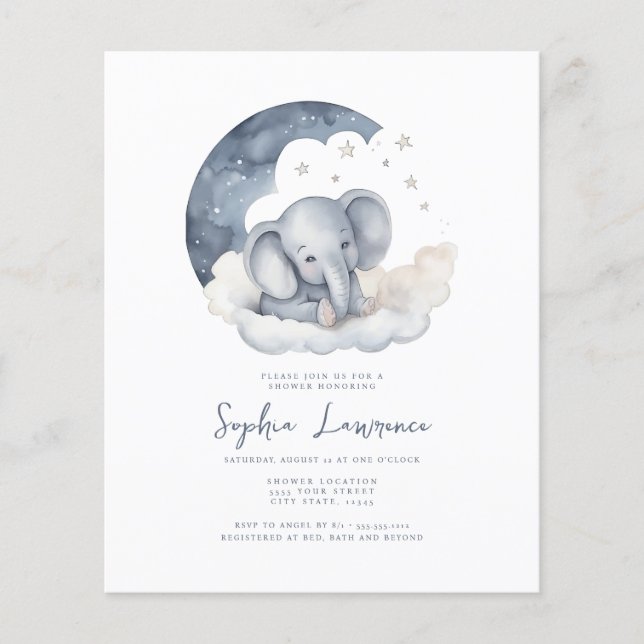 Cute Baby Elephant Baby Shower Invitation (Front)