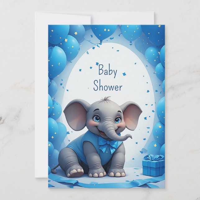 Cute Baby Elephant Birthday Card 🐘 (Front)